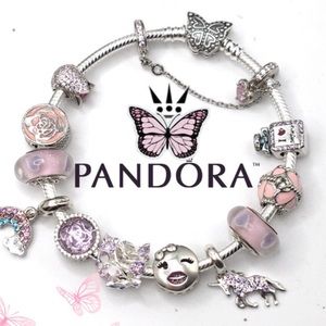 Authentic Pandora Bracelet With x3 Pandora Brand Charms & mix silver 925 charms